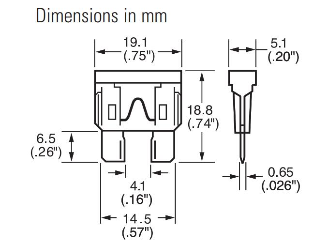 JDTFUSE 力特汽車保險絲尺寸圖